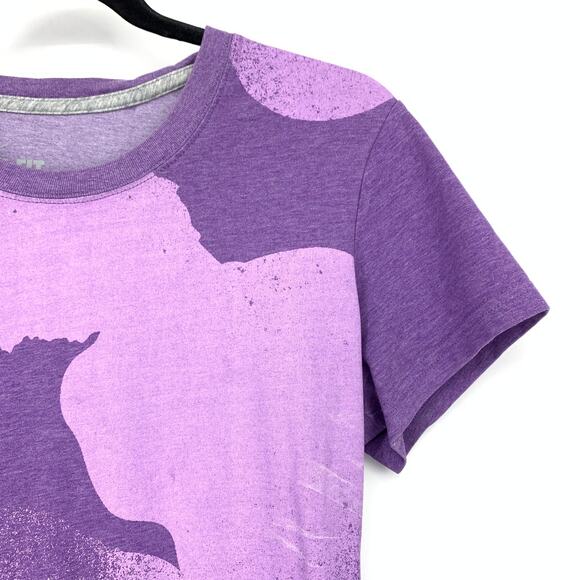 Nike Dri Fit Cotton Graphic Tee Womens Size Small Purple Two Tone Short Sleeve - Picture 4 of 7